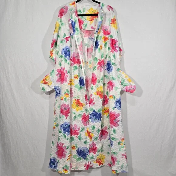 USA Vintage 70's Cottagecore Multicolor Floral Maxi Dress by MISS ELAINE Size XL - Picture 7 of 17